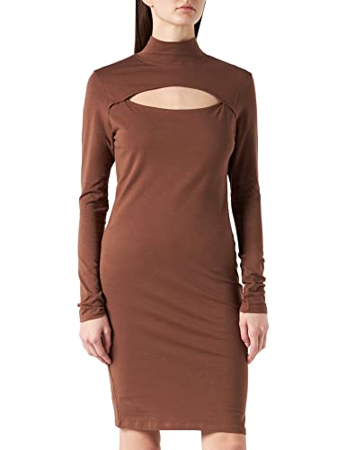 Urban Classics Damen Ladies Stretch Jersey Cut-Out Turtleneck Dress Kleid, bark, 4XL von Urban Classics