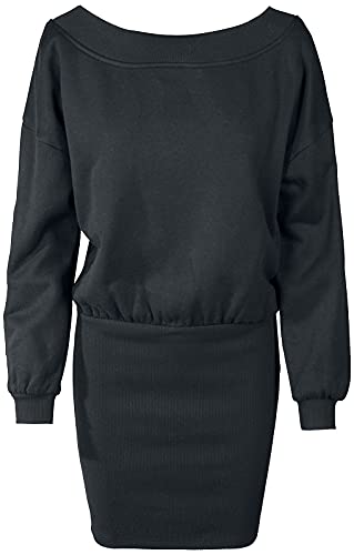 Urban Classics Damen Ladies Sweat Off Shoulder Dress Kleid, per Pack Schwarz (Black 00007), 34 (Herstellergröße: XS) von Urban Classics