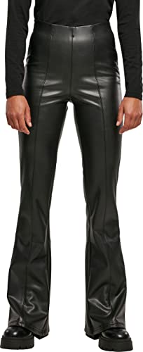 Urban Classics Damen Ladies Synthetic Leather Flared Pants, Schwarz, L EU von Urban Classics