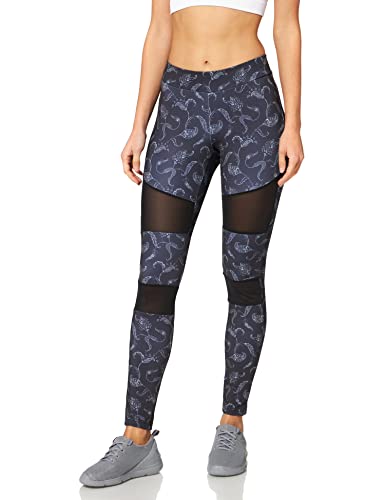 Urban Classics Damen Ladies Tech Mesh AOP Leggings, blackpaisley, L von Urban Classics