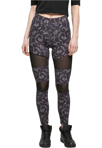 Urban Classics Damen Ladies Tech Mesh AOP Leggings, blackpaisley, S von Urban Classics