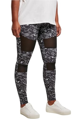 Urban Classics Damen Ladies Tech Mesh AOP Leggings, blackuniverse, 4XL von Urban Classics