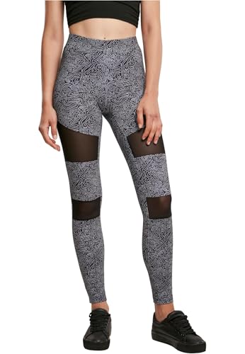 Urban Classics Damen Ladies Tech Mesh AOP Leggings, blackzen, XL von Urban Classics