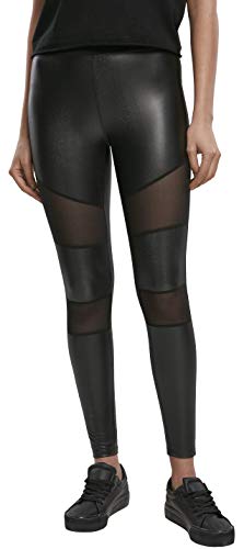 Urban Classics Damen Ladies Tech Mesh Faux Leather Leggings, Black, 5XL von Urban Classics