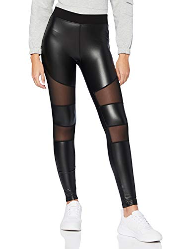 Urban Classics Damen Ladies Tech Mesh Faux Leather Leggings, Schwarz, S von Urban Classics