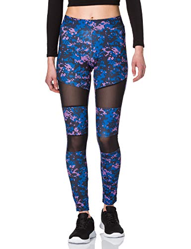 Urban Classics Damen Ladies Tech Mesh Leggings, digital duskviolet camo, XL von Urban Classics