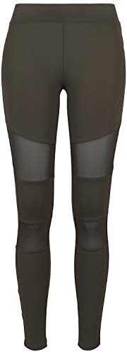 Urban Classics Damen Ladies Tech Mesh Leggings, Dark Olive, S EU von Urban Classics