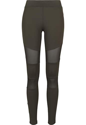 Urban Classics Damen Ladies Tech Mesh Leggings, Dark Olive, L EU von Urban Classics