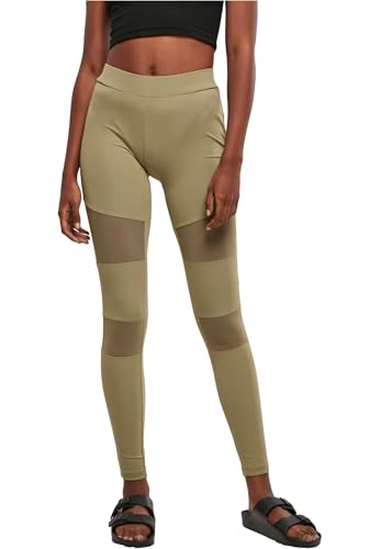 Urban Classics Damen Ladies Tech Mesh Leggings, Khaki, 3XL von Urban Classics