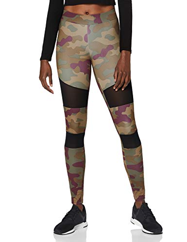 Urban Classics Damen Ladies Tech Mesh Leggings, Redwood camo, 3XL von Urban Classics