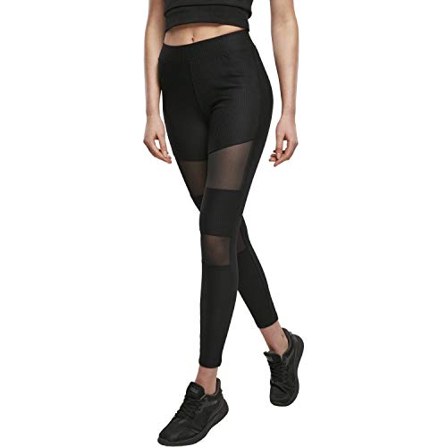 Urban Classics Damen TB4000-Ladies Tech Mesh Rib Leggings, Black, XL von Urban Classics