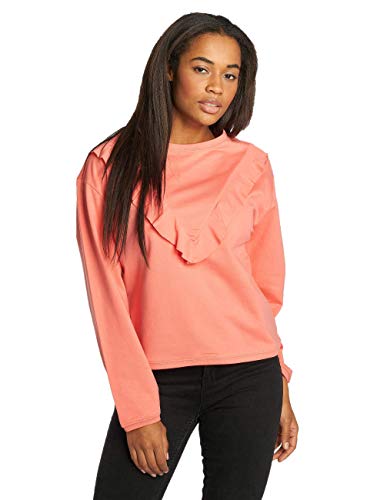 Urban Classics Damen TB1966-Ladies Terry Volant Crew Pullover, Rosa (Coral 00092), Medium (Herstellergröße: M) von Urban Classics