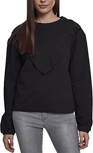 Urban Classics Damen Regular Fit Pullover Ladies Terry Volant Crew TB1966, Gr. X-Small (Herstellergröße: XS), Schwarz (Black 00007) von Urban Classics