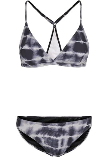 Urban Classics Damen TB4385-Ladies Tie Dye Triangle Back Bikini, Black/White, XL von Urban Classics