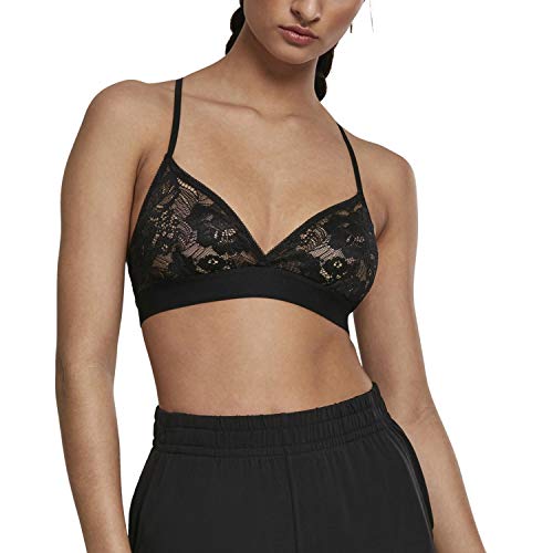 Urban Classics Damen Ladies Triangle Laces Bra Bügelloser BH, Schwarz (Black 00007), B(Herstellergröße: L) von Urban Classics