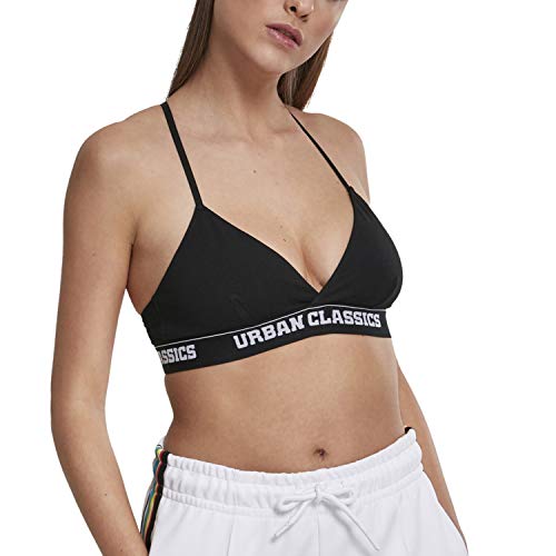 Urban Classics Damen TB2589-Ladies Triangle Logo Bra Bügelloser BH, Schwarz (Black 00007), L (B Körbchen) von Urban Classics