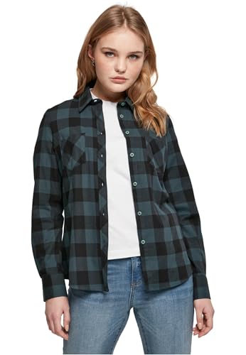 Urban Classics Damen Ladies Turnup Checked Flanell Shirt Jasper/Black, M von Urban Classics
