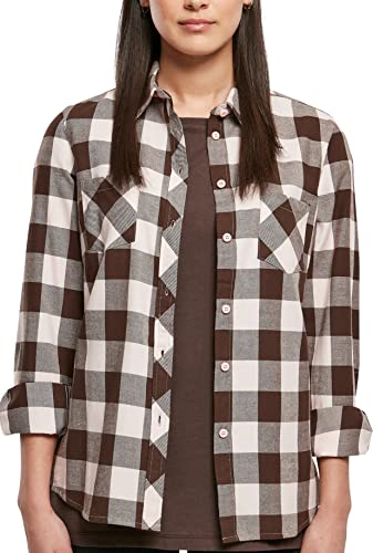 Urban Classics Damen Ladies Turnup Checked Flanell Shirt Hemd, pink/brown, 3XL von Urban Classics