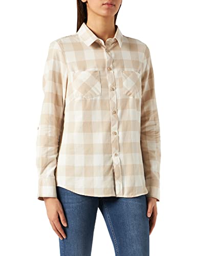 Urban Classics Damen Ladies Turnup Checked Flanell Shirt Hemd, whitesand/lighttaupe, 4XL von Urban Classics