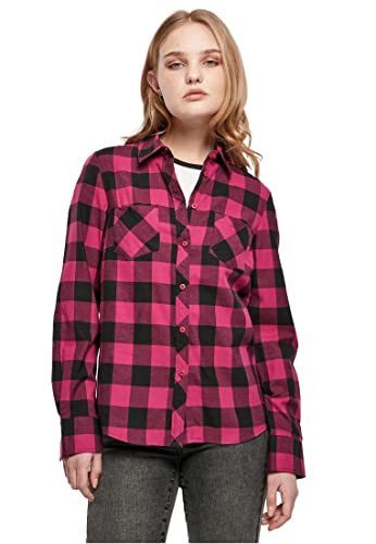 Urban Classics Damen Ladies Turnup Checked Flanell Shirt Hemd, wildviolet/black, 4XL von Urban Classics