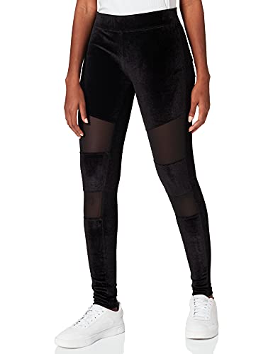 Urban Classics Damen TB4547-Ladies Velvet Tech Mesh Leggings, Black, 5XL von Urban Classics