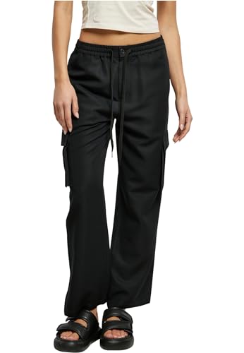 Urban Classics Damen Ladies Vicose Straight Leg Cargo Pants Hose, Black, XXL von Urban Classics