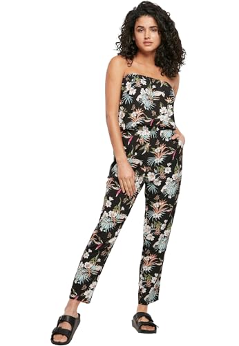 Urban Classics Ladies Viscose Bandeau Jumpsuit, Black Tropical, L von Urban Classics