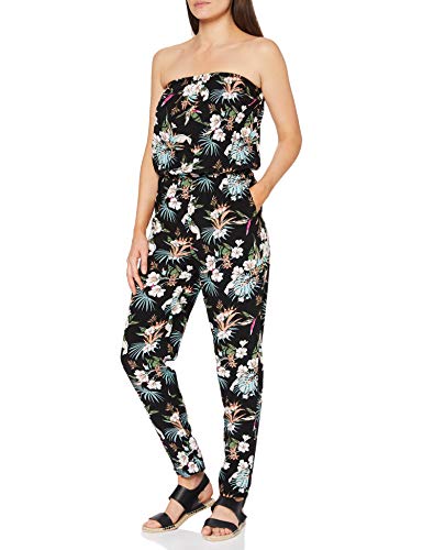 Urban Classics Damen Ladies Viscose Bandeau Jumpsuit Overall, Black Tropical, XS von Urban Classics