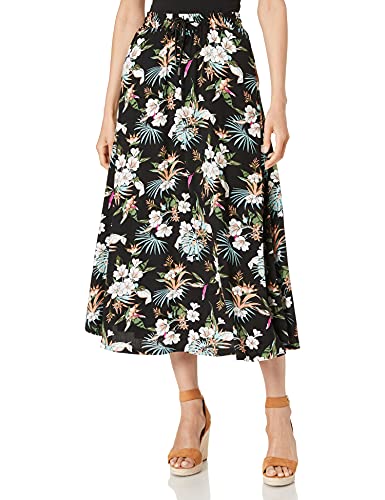 Urban Classics Damen Ladies Viscose Midi Skirt Rock, Black Tropical, L von Urban Classics