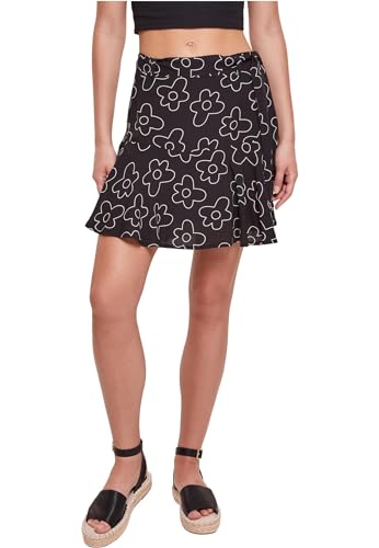 Urban Classics Damen Ladies Viscose Mini Skirt Rock, Blackflower, XXL von Urban Classics
