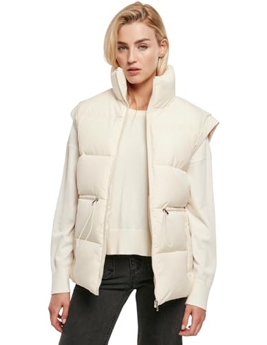 Urban Classics Damen TB5437-Ladies Waisted Puffer Vest Weste, whitesand, S von Urban Classics