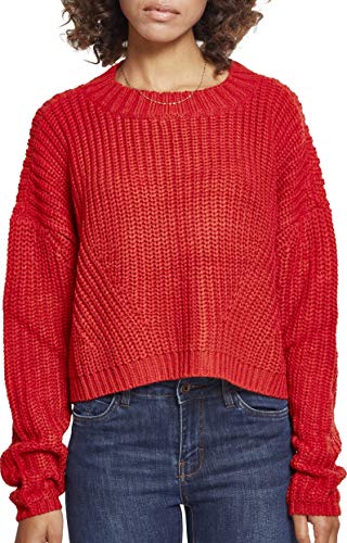 Urban Classics Damen Ladies Wide Oversize Sweater Sweatshirt,, per pack Rot (fire red 00697), Small (Herstellergröße: S) von Urban Classics