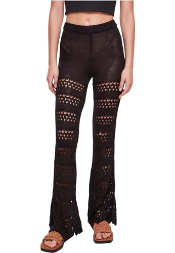 Urban Classics Damen TB5497-Ladies Flared Crochet Knit Leggings Hose, Black, 3XL von Urban Classics