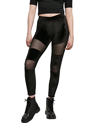 Urban Classics Damen Leggings Ladies Velvet Tech Mesh Leggings Black 4XL von Urban Classics