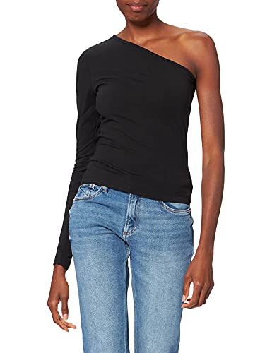 Urban Classics Damen Oberteil Ladies Asymmetric Longsleeve T-Shirt, Schwarz (Black 00007), Small (Herstellergröße: S) von Urban Classics