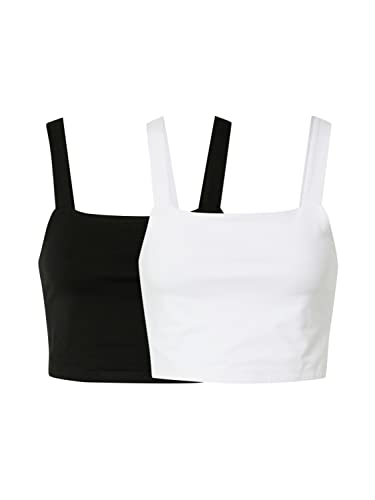 Urban Classics Damen Oberteil Ladies Cropped Top 2-Pack T-Shirt, Black/White, XS von Urban Classics