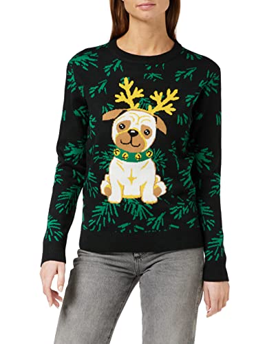 Urban Classics Damen Pullover Ladies Kitty Christmas Ugly Sweater Sweatshirt, Schwarz (Black 00007), S von Urban Classics