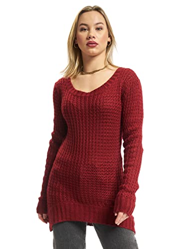 Urban Classics Damen Damen Long Wideneck Sweater, Rot (Burgund 606), S von Urban Classics