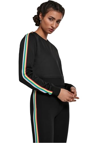 Urban Classics Damen Ladies Multicolor Taped Sleeve Crewneck Pullover,, per pack Schwarz (black 00007), X-Small (Herstellergröße: XS) von Urban Classics