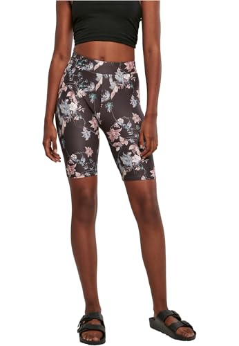 Urban Classics Damen Radlerhose Ladies Soft AOP Cycle Shorts, Farbe blacksoftflower, Größe 5XL von Urban Classics
