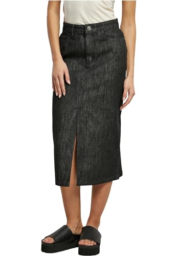 Urban Classics Damen Rock Ladies Midi Denim Skirt Black Washed 31 von Urban Classics