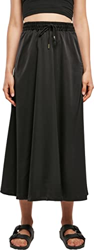 Urban Classics Damen Ladies Satin Midi Skirt, black, M von Urban Classics