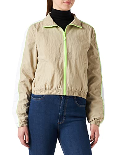 Urban Classics Damen TB3414-Ladies Short Piped Track Jacket Jacke, Concrete/electriclime, S von Urban Classics