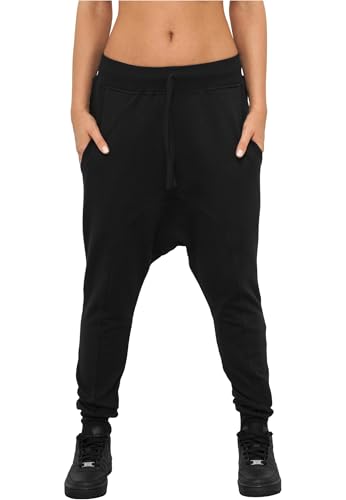Urban Classics Damen Ladies Light Fleece Sarouel Pant Sporthose, Schwarz (Black 7), 38 (HerstellergröÃŸe: M),Loose Fit von Urban Classics