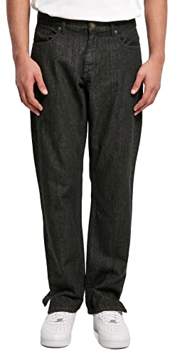 Urban Classics Damen Straight Slit Jeans Pants, Black raw, 30 von Urban Classics