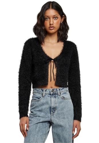 Urban Classics Damen Strickjacke Ladies Tied Cropped Feather Cardigan Black L von Urban Classics