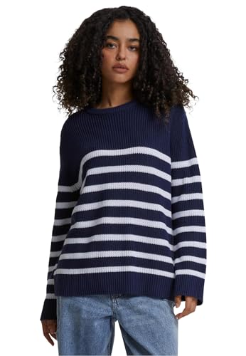 Urban Classics Damen Ladies Rib Striped Sweater 5XL Navy/White von Urban Classics