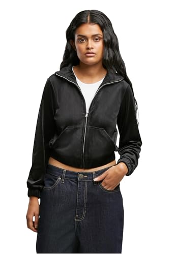 Urban Classics Ladies Short Velvet Track Jacket Black, M von Urban Classics