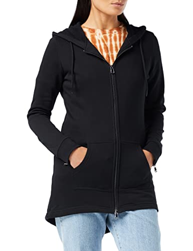 Urban Classics Damen Sweatjacke Ladies Sweat Parka, lange Kapuzenjacke im Stil eines Zip Hoodie, M, Black von Urban Classics