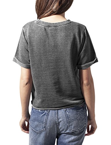 Urban Classics Damen Sweatshirt Ladies Cropped Burnout Short Sleeve Crew, Grau (Darkgrey 94), M von Urban Classics